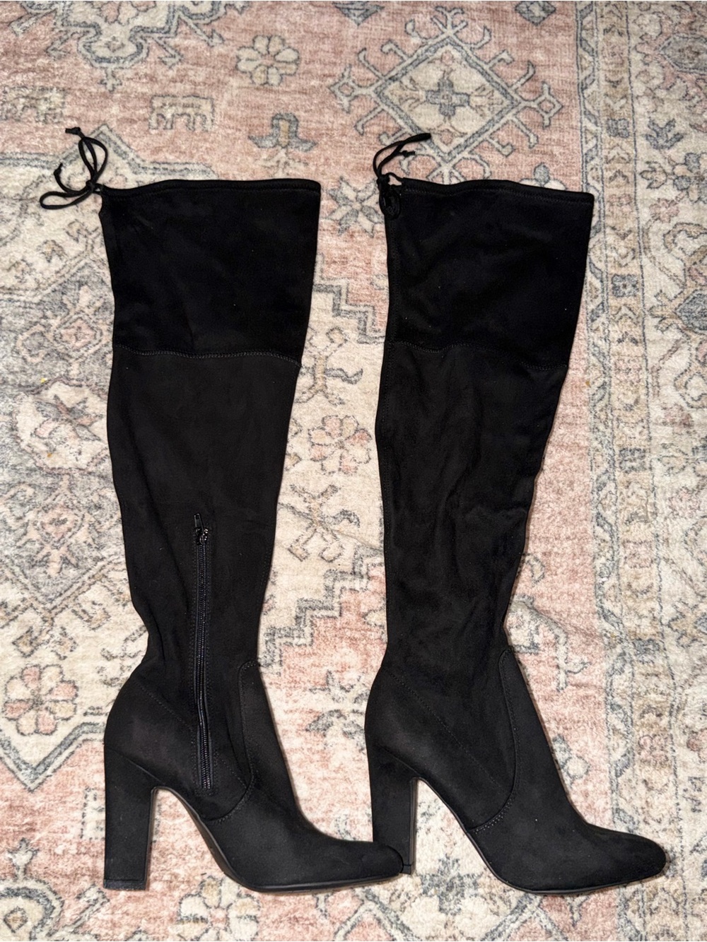 Black Over-the-Knee High Heel Boots